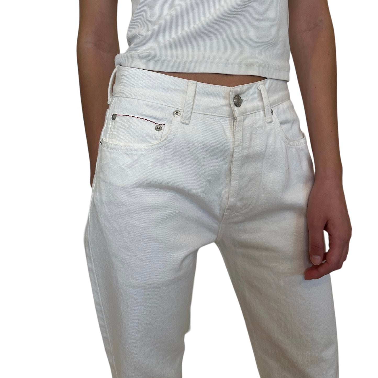 White Straight Leg Cropped Jean - 25