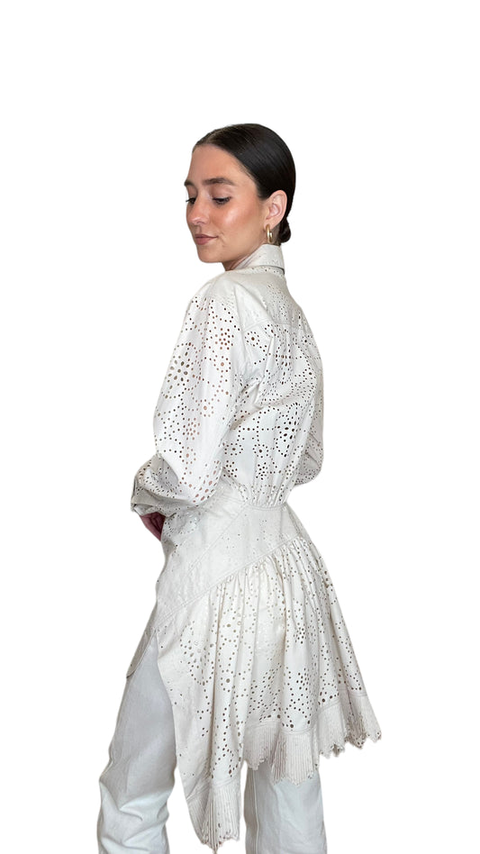 Eyelet Cream Shirt - S