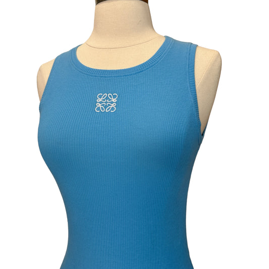 Blue Ribbed Anagram Dress - XS