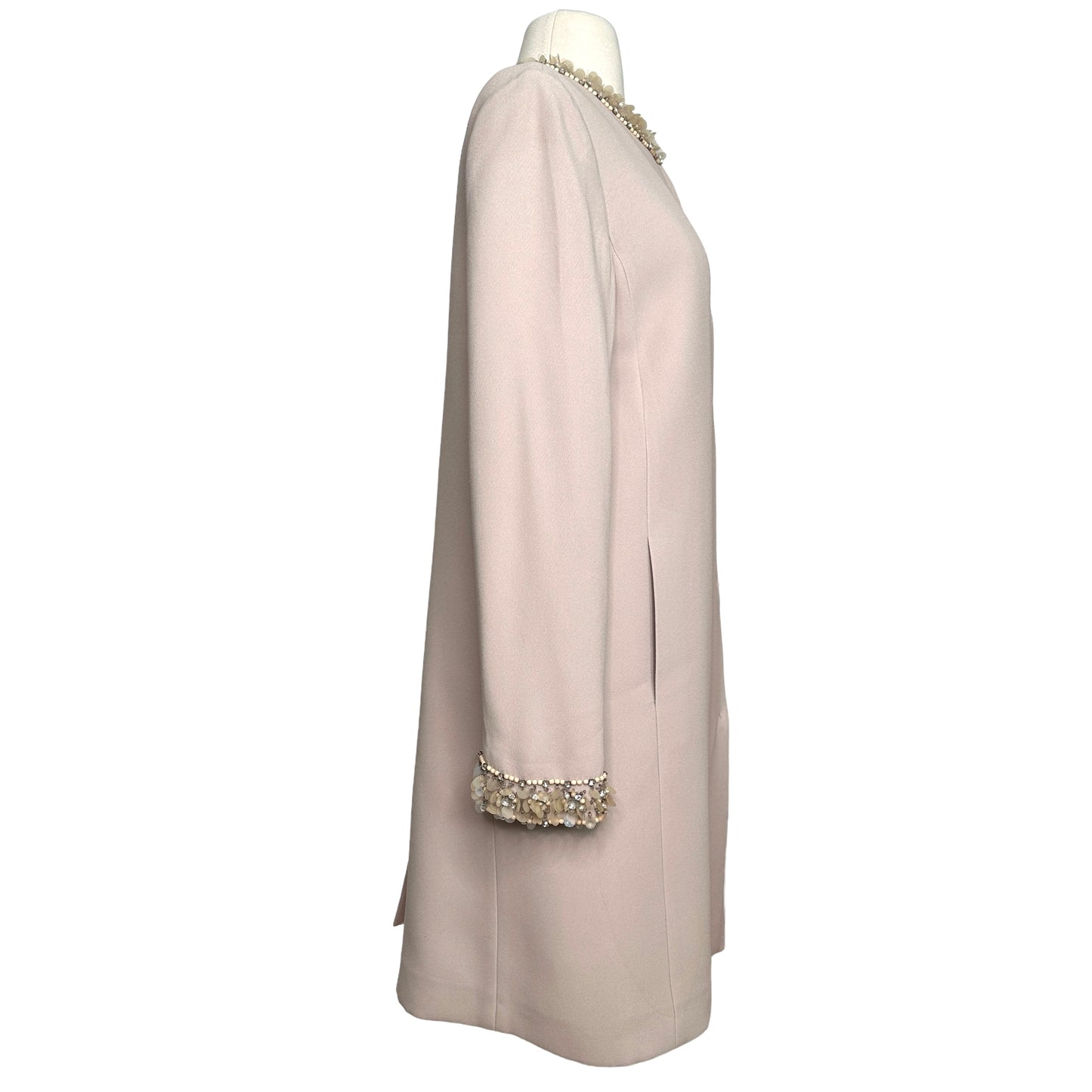 Crystal Embellished Beige Coat - M
