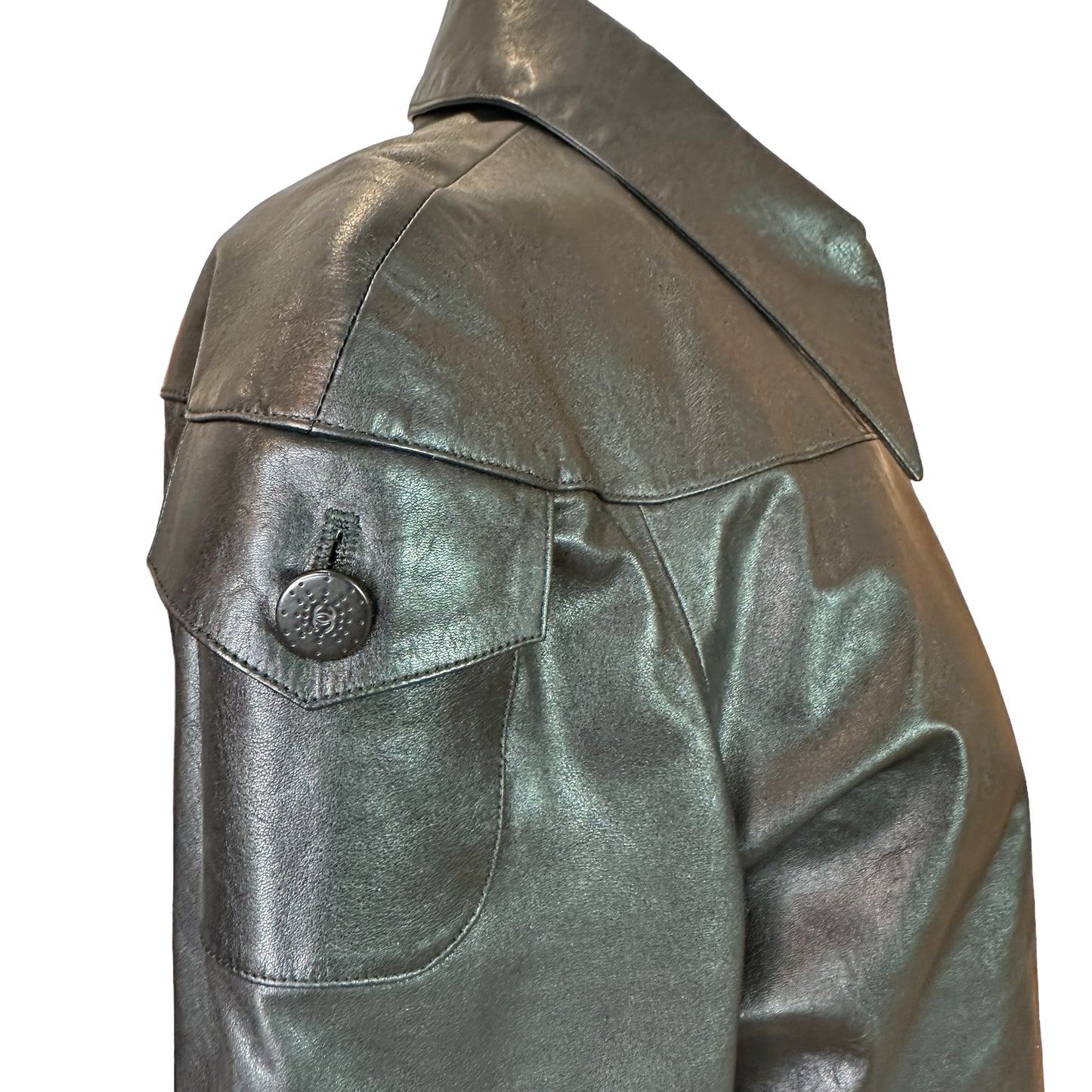 Black Vintage Leather Jacket - S/M