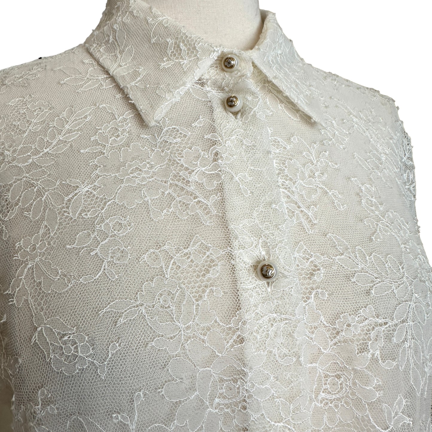 White Logo Laced Shirt - L