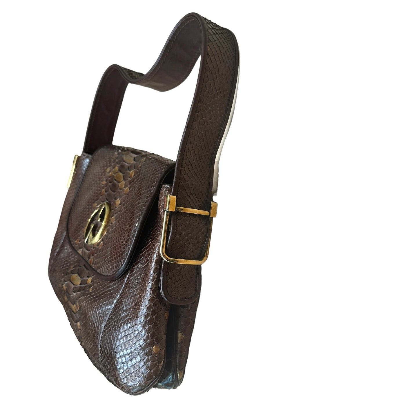 Brown & Gold Python Bag