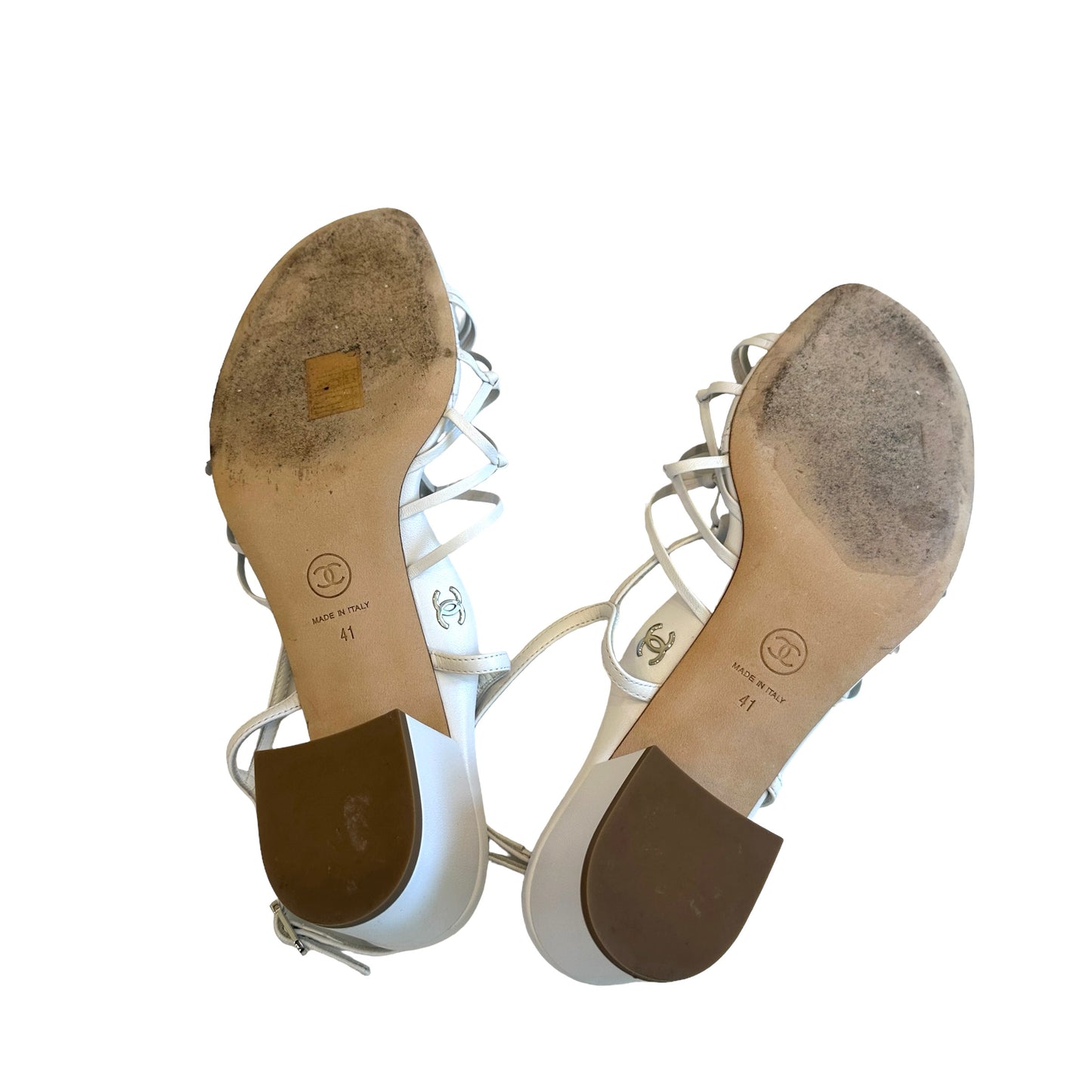White Leather Sandals - 11