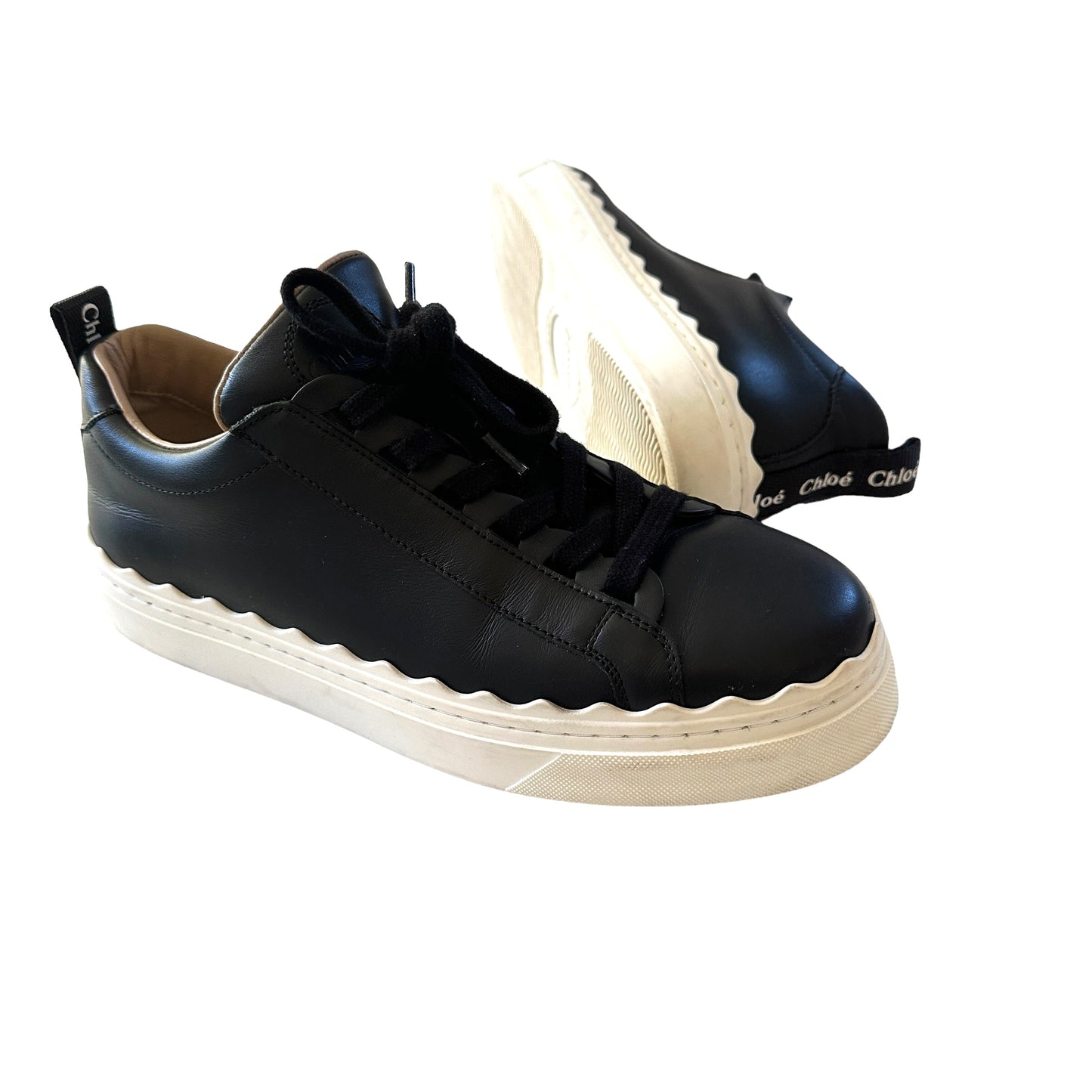 Black Leather Sneakers - 8