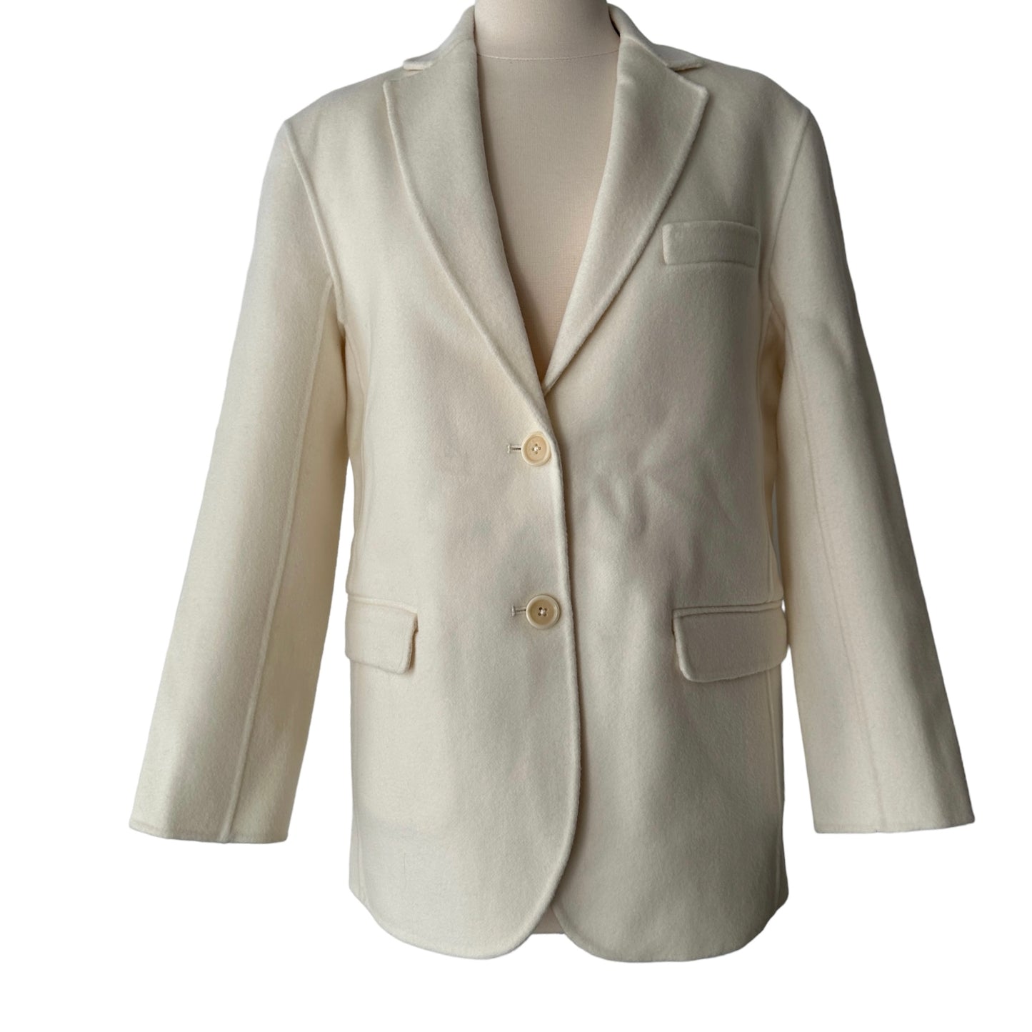 Oversized Cream Wool Jacket - XXS