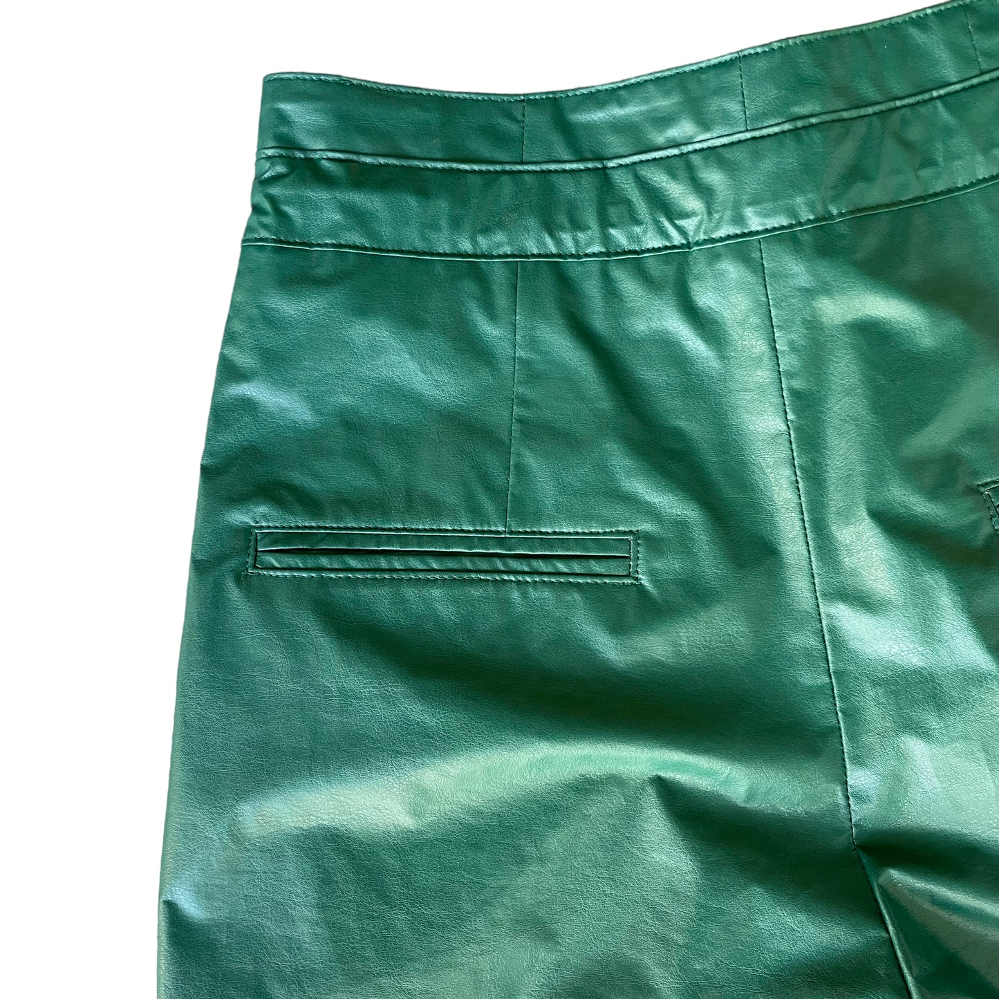 High Waisted Green Paper Bag Pants - S/M