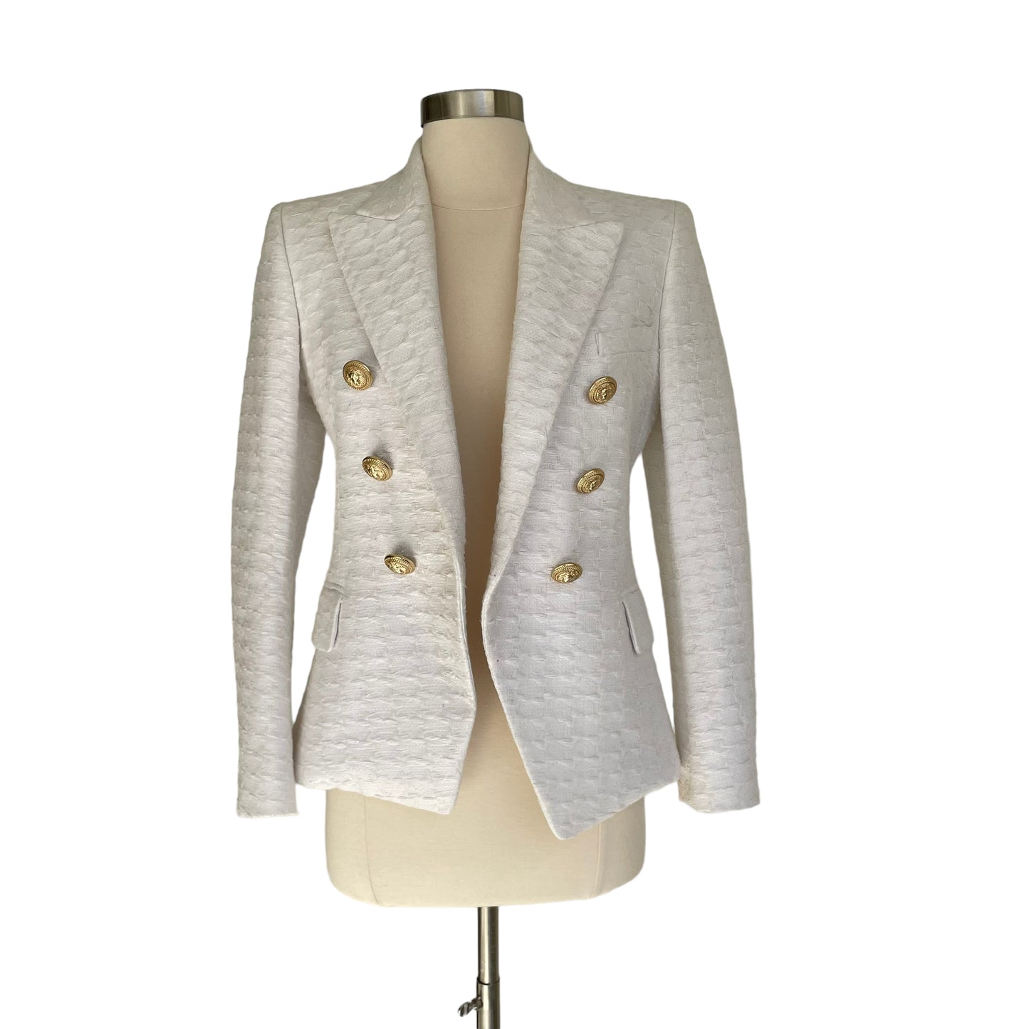White Textured Blazer - S