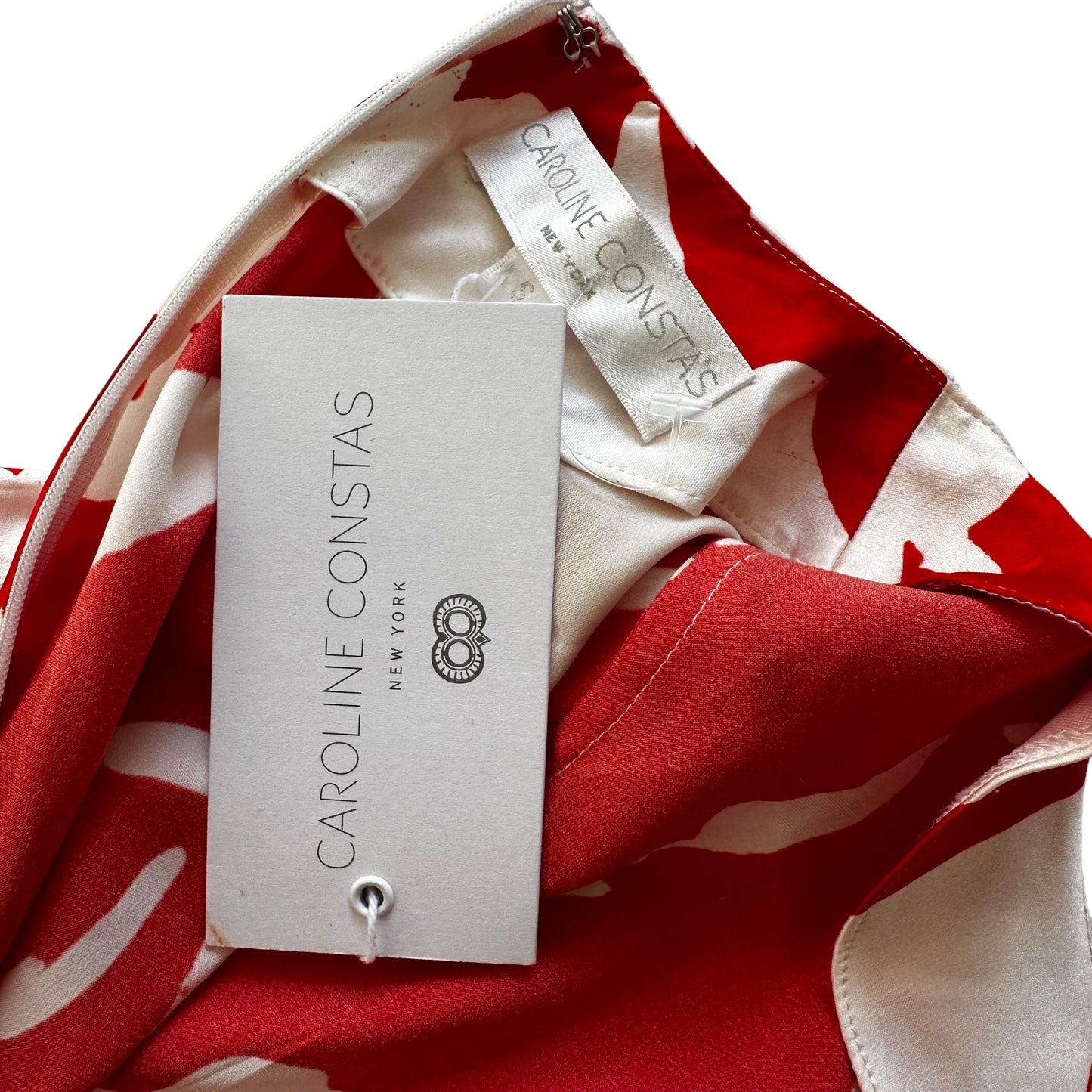 Red & White Silk Dress - S