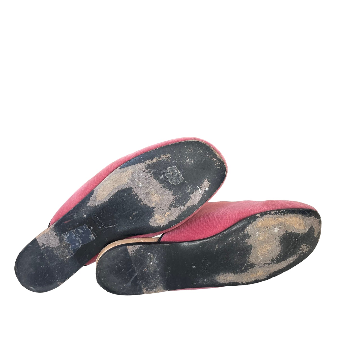 Pink Velvet & Crystal Mules - 8
