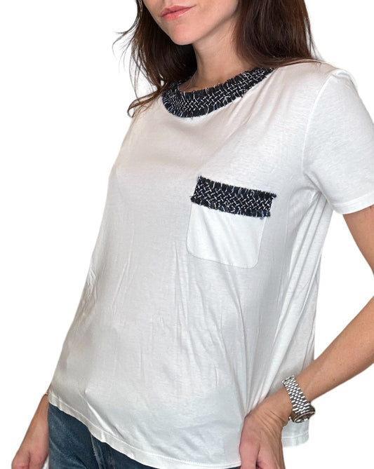 Tweed Trim T-Shirt - S