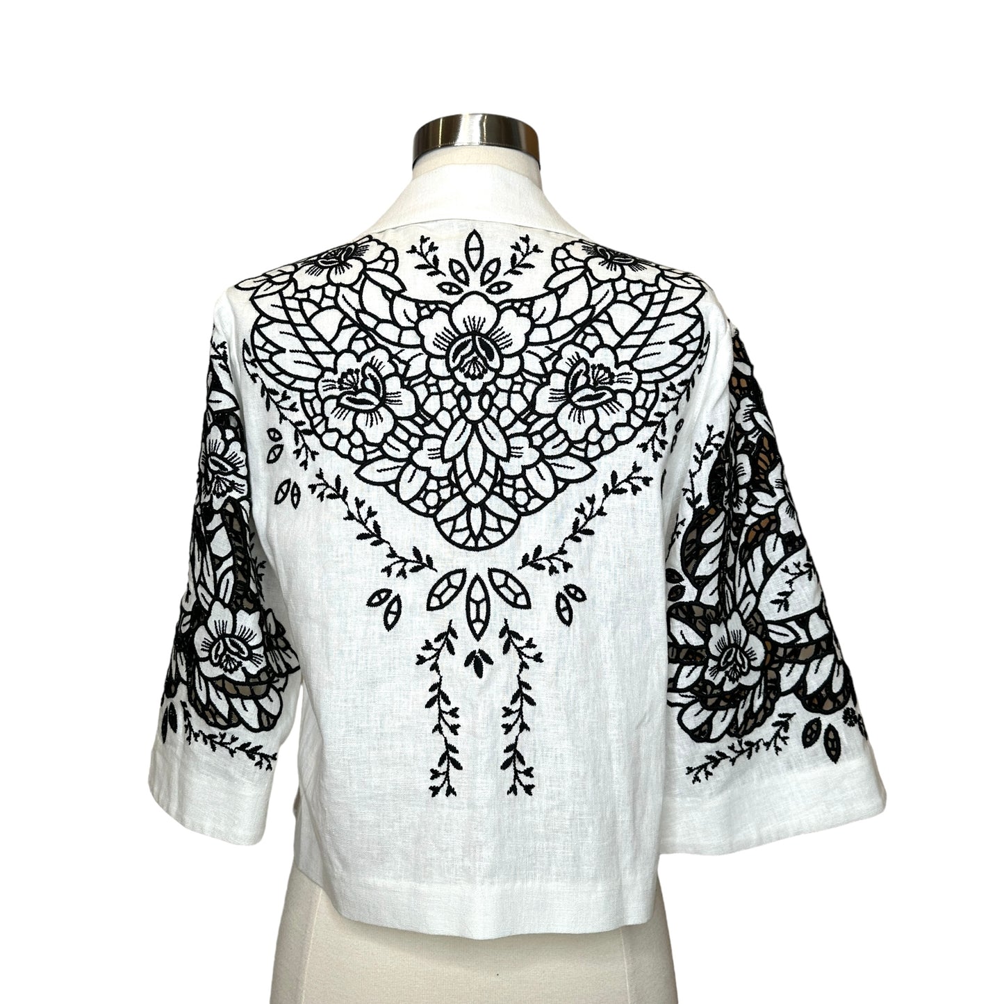 Floral Cutout Linen Jacket - S
