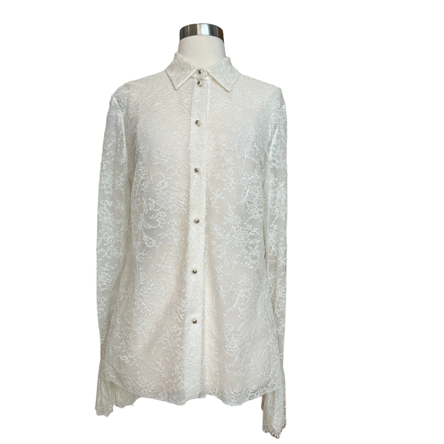 White Logo Laced Shirt - L