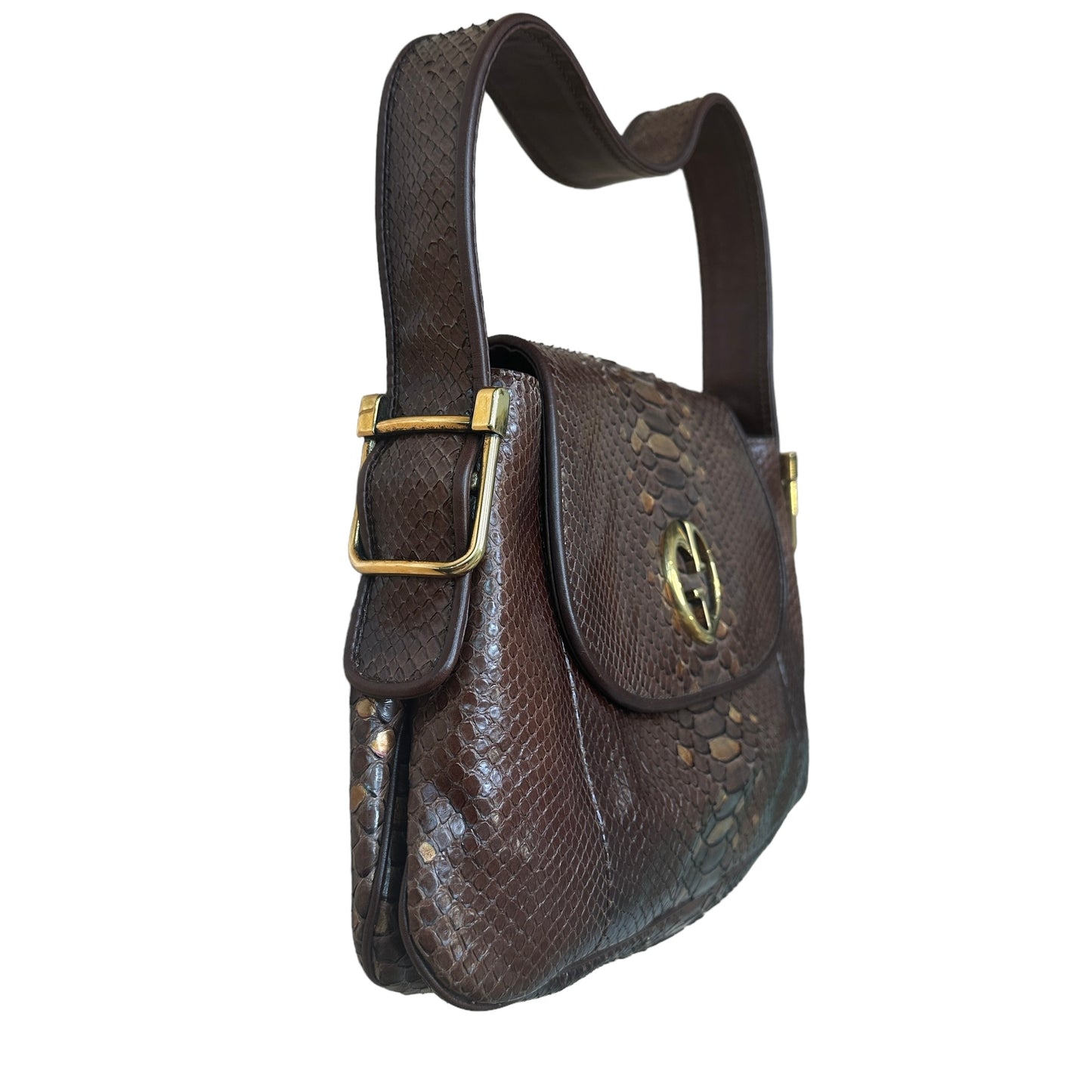 Brown & Gold Python Bag