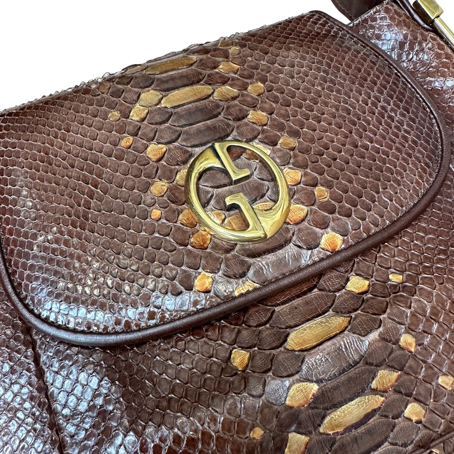 Brown & Gold Python Bag