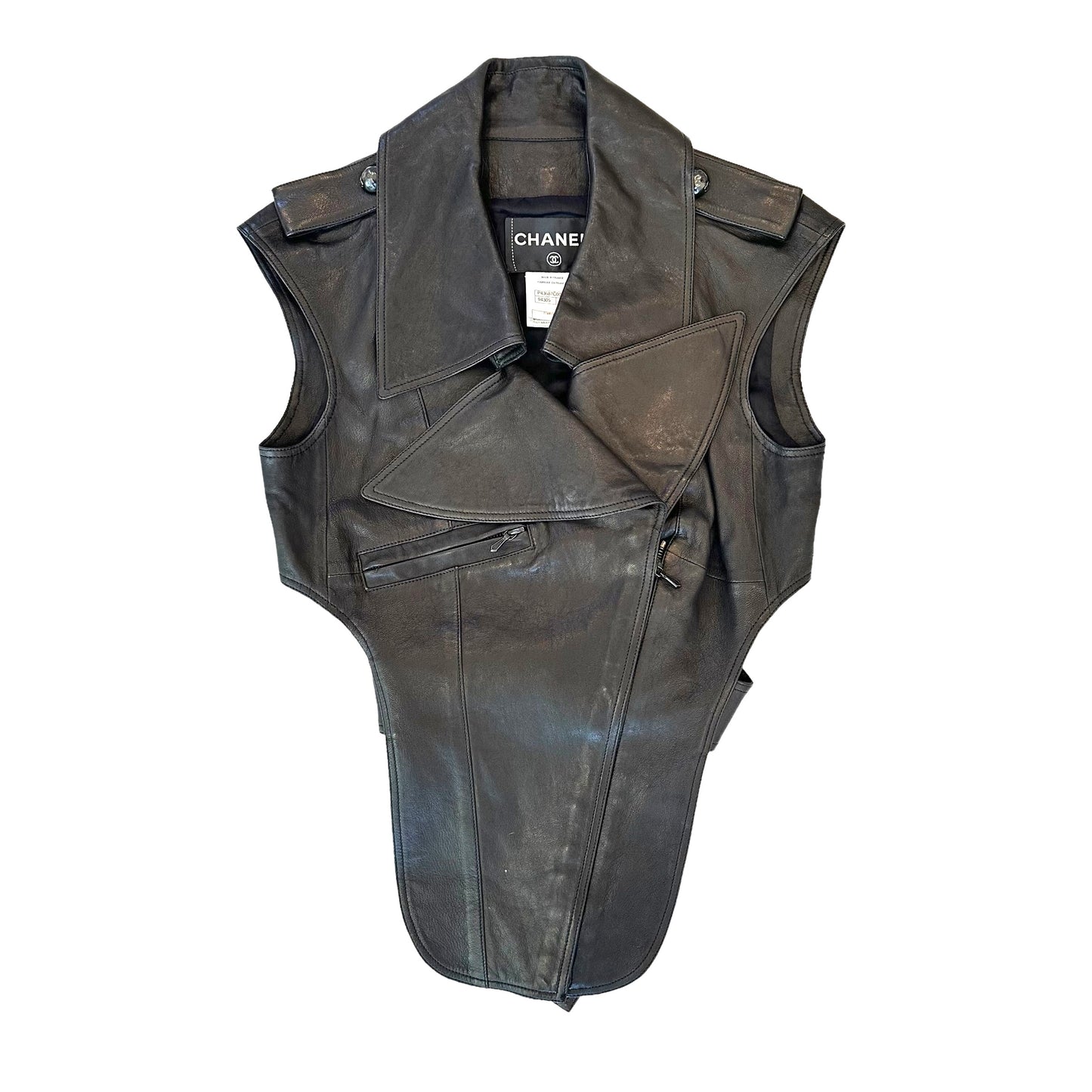Vintage Black Leather Top - S