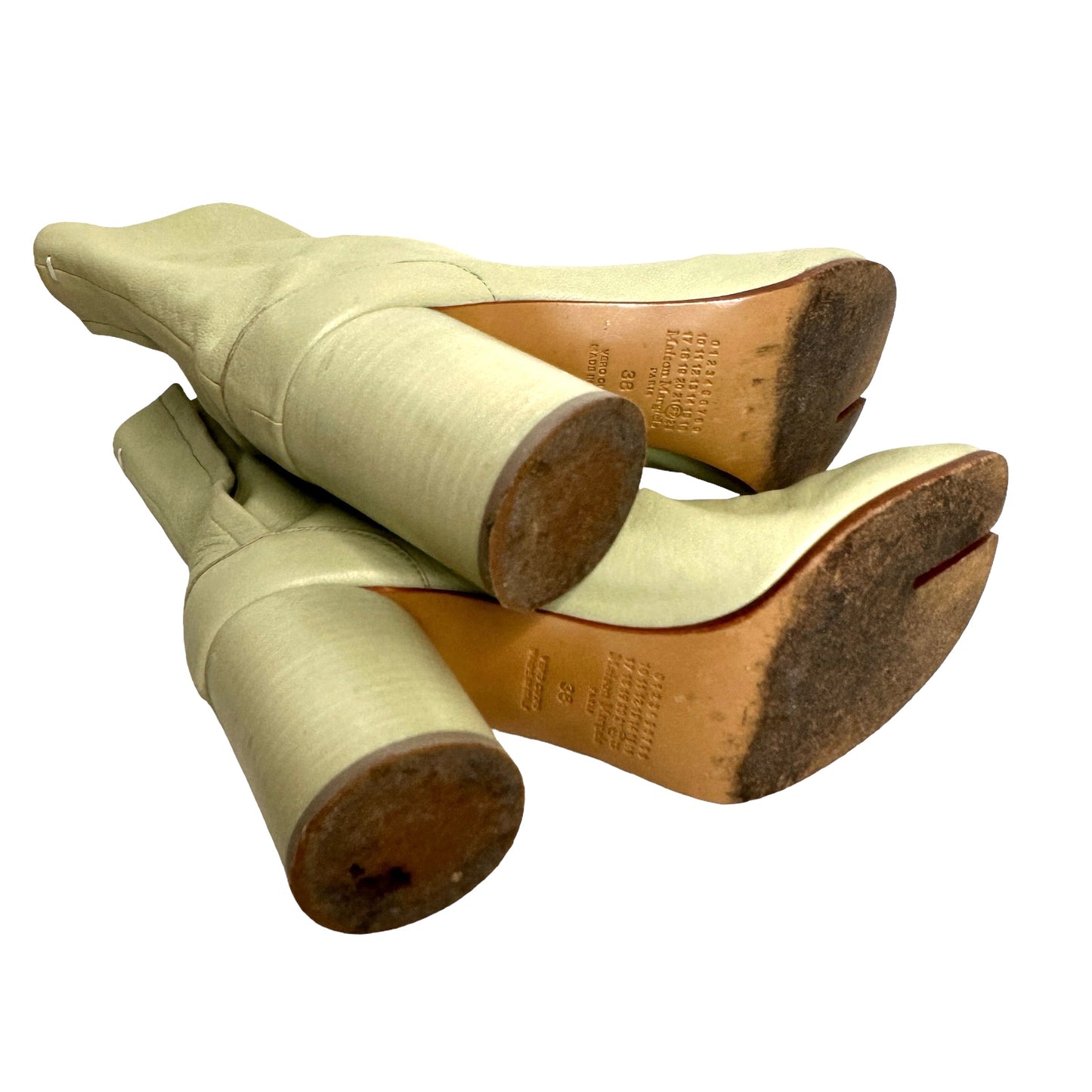 Chalk Leather Tabi Boots - 8