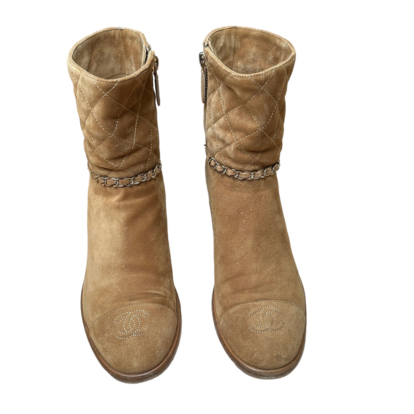 Brown Suede Logo Boots - 8