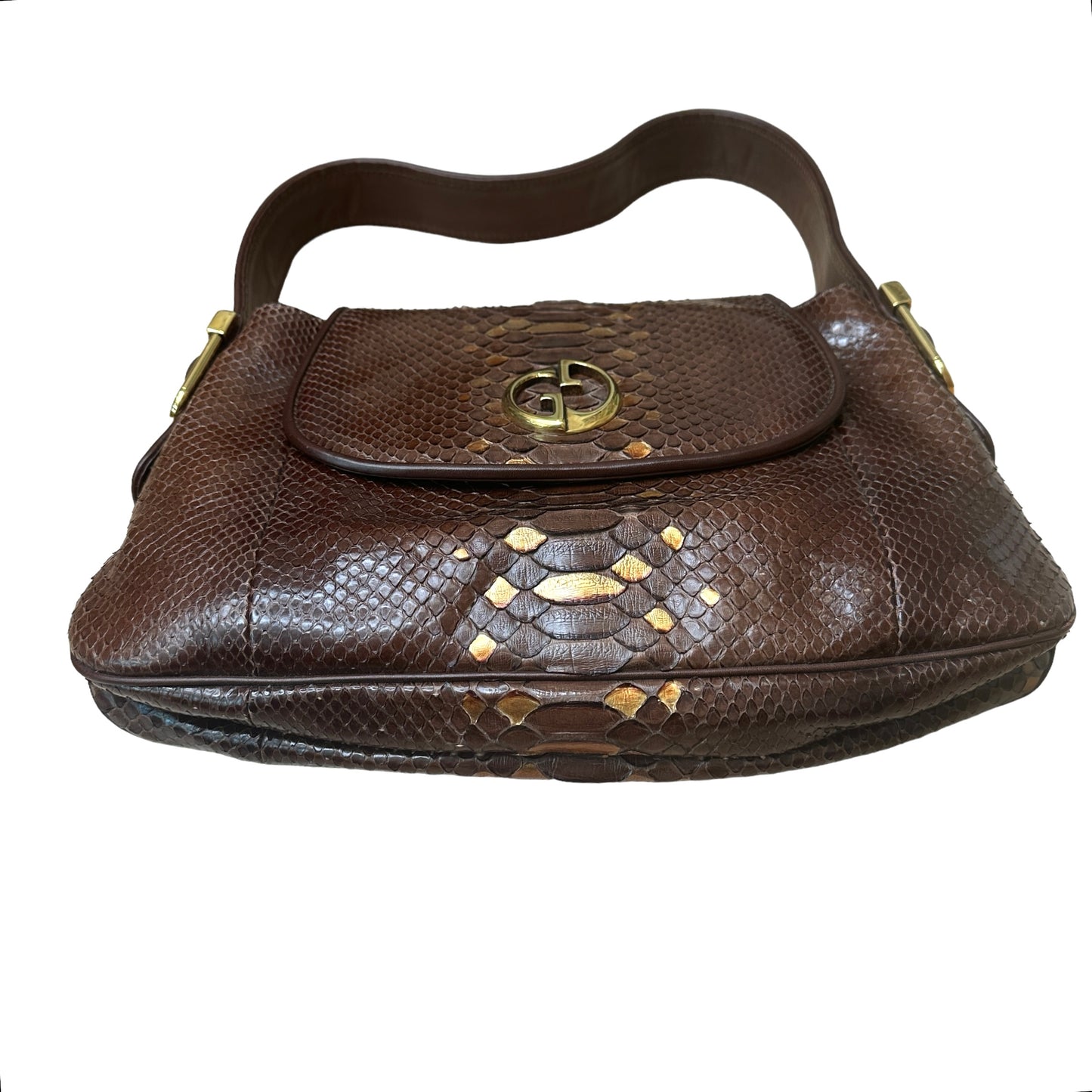 Brown & Gold Python Bag