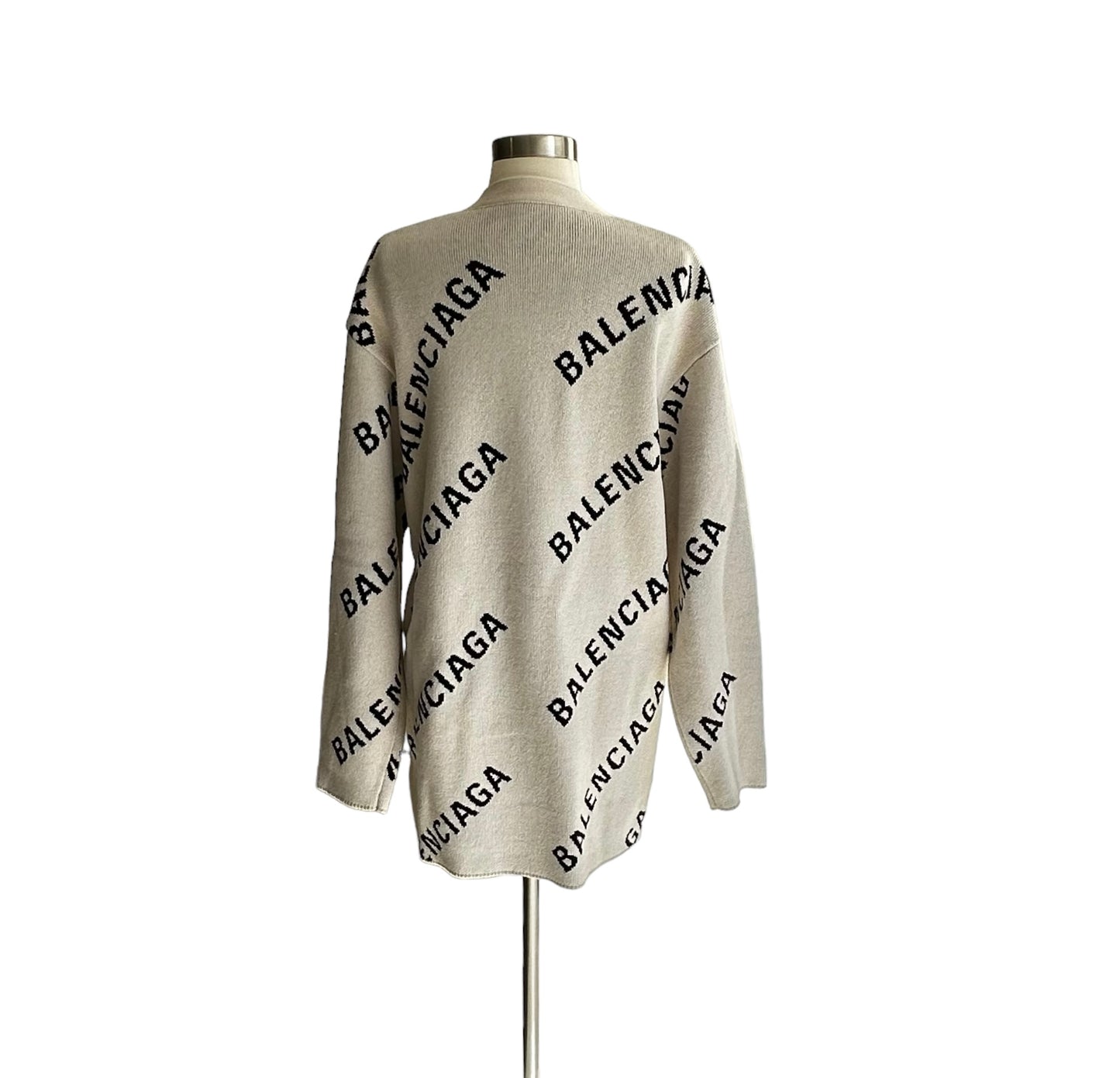 Cream & Black Logo Cardigan - XS