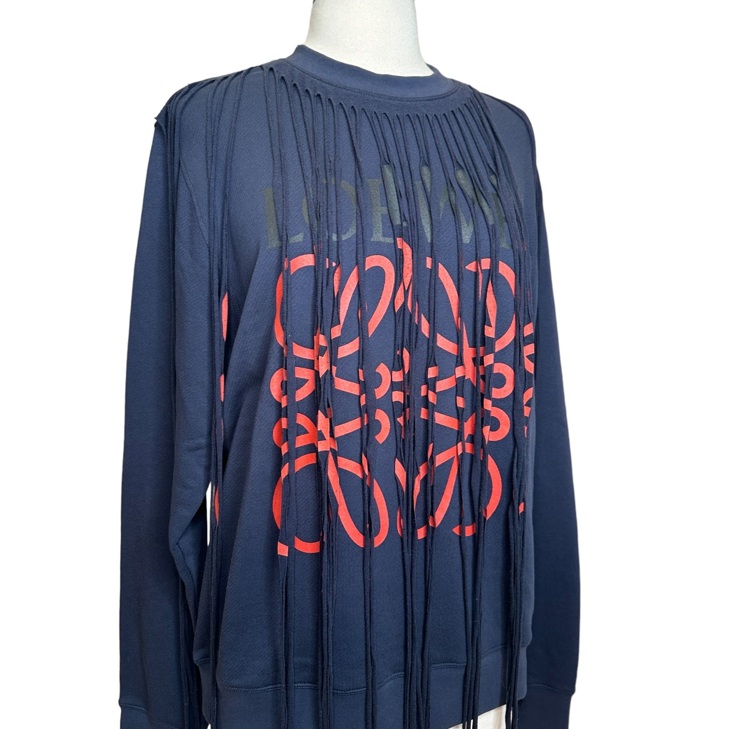 Logo Fringed Sweatshirt - L