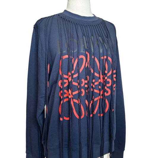 Logo Fringed Sweatshirt - L