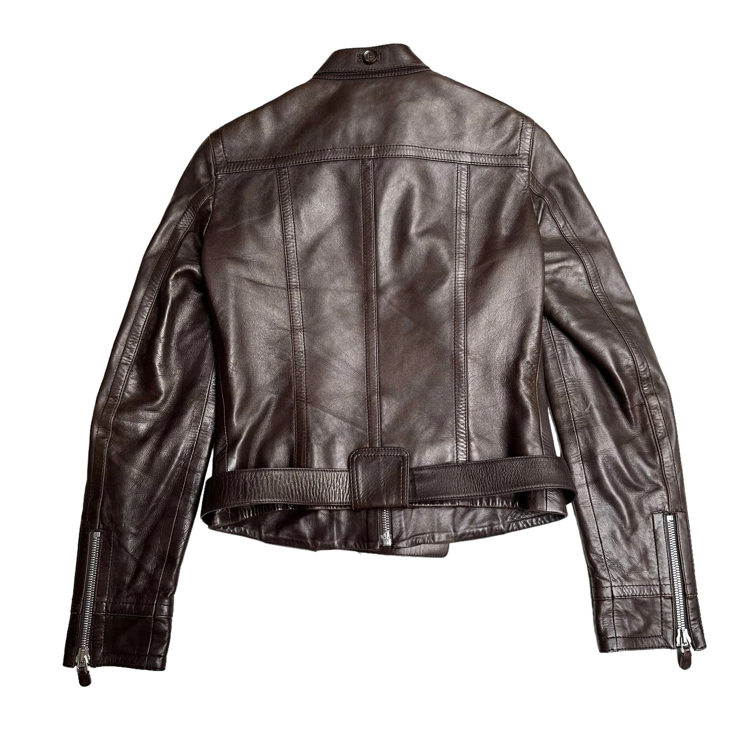 Brown Leather Logo Jacket - S