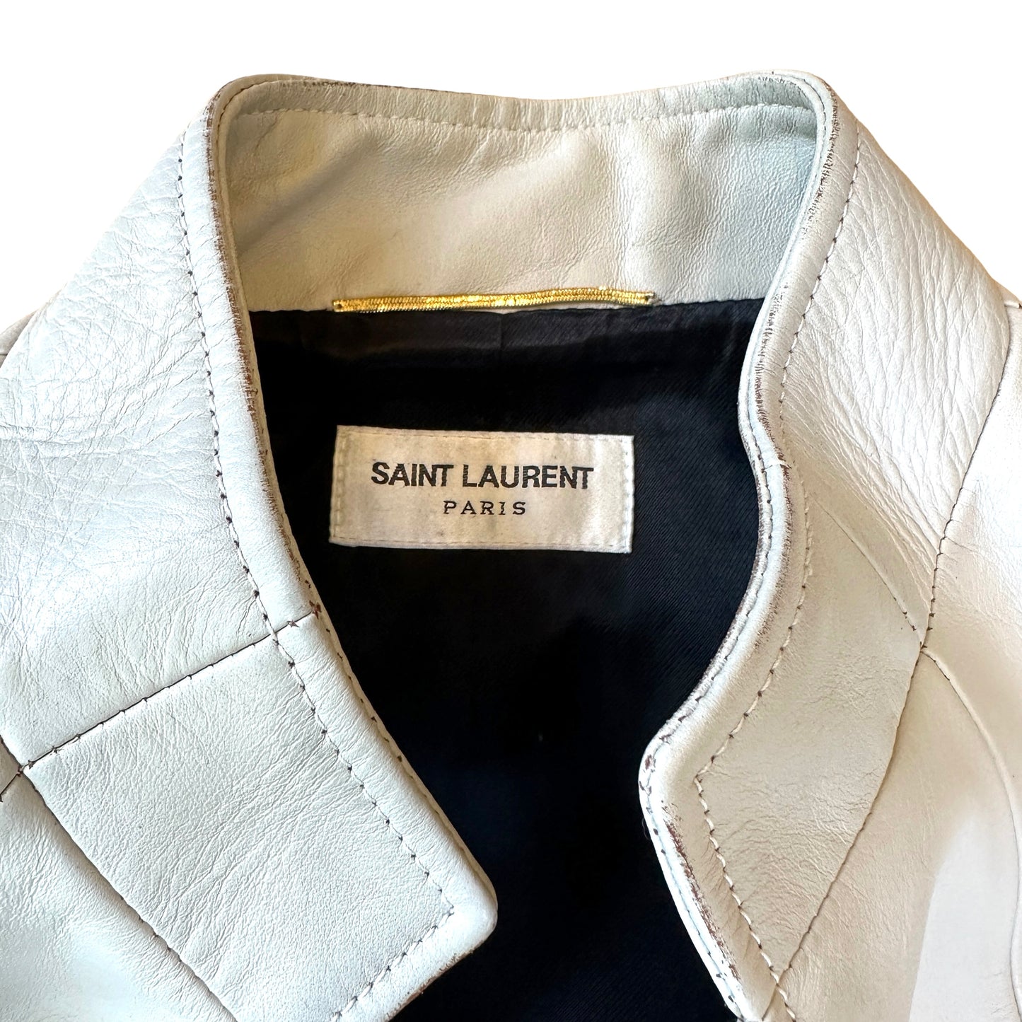 Cream Leather Jacket - M