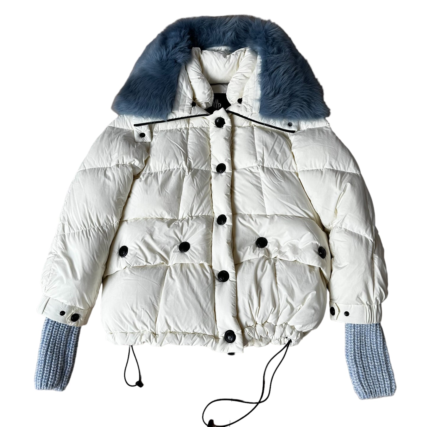 White Puffer Coat w/Fur - M