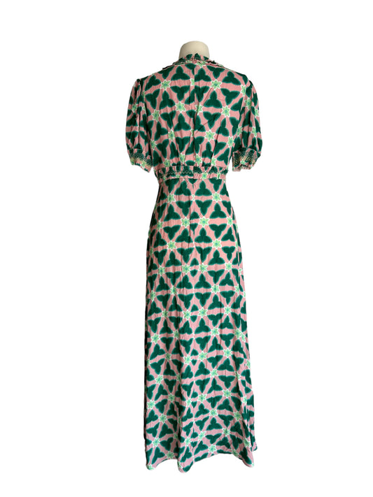 Green & Pink Maxi Dress - M