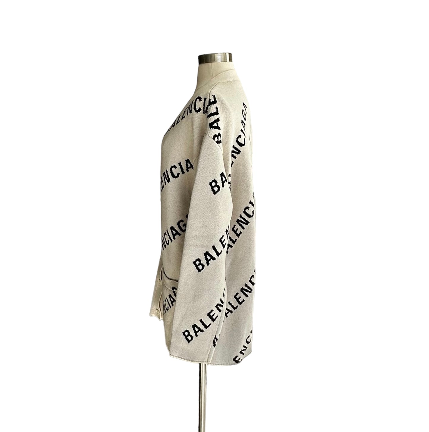 Cream & Black Logo Cardigan - XS