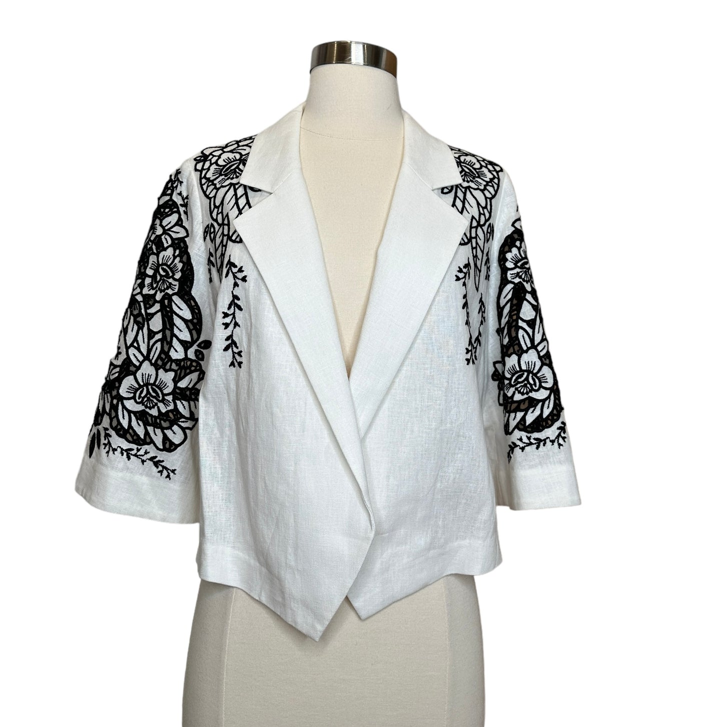 Floral Cutout Linen Jacket - S