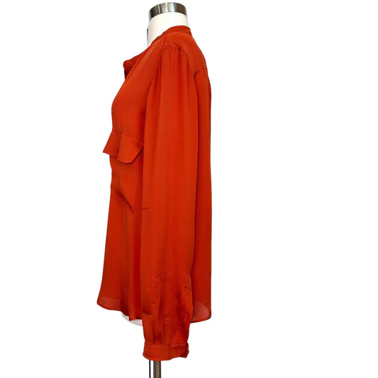 Red Silk Blouse - L