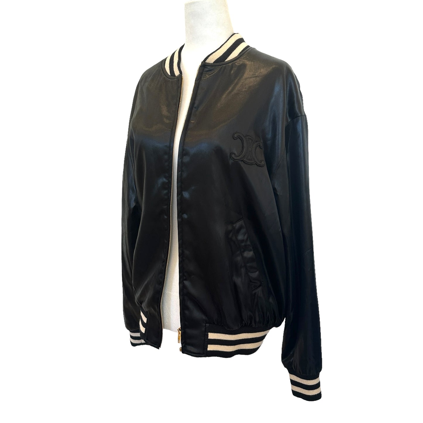 Black Triomphe Logo Bomber Jacket - M