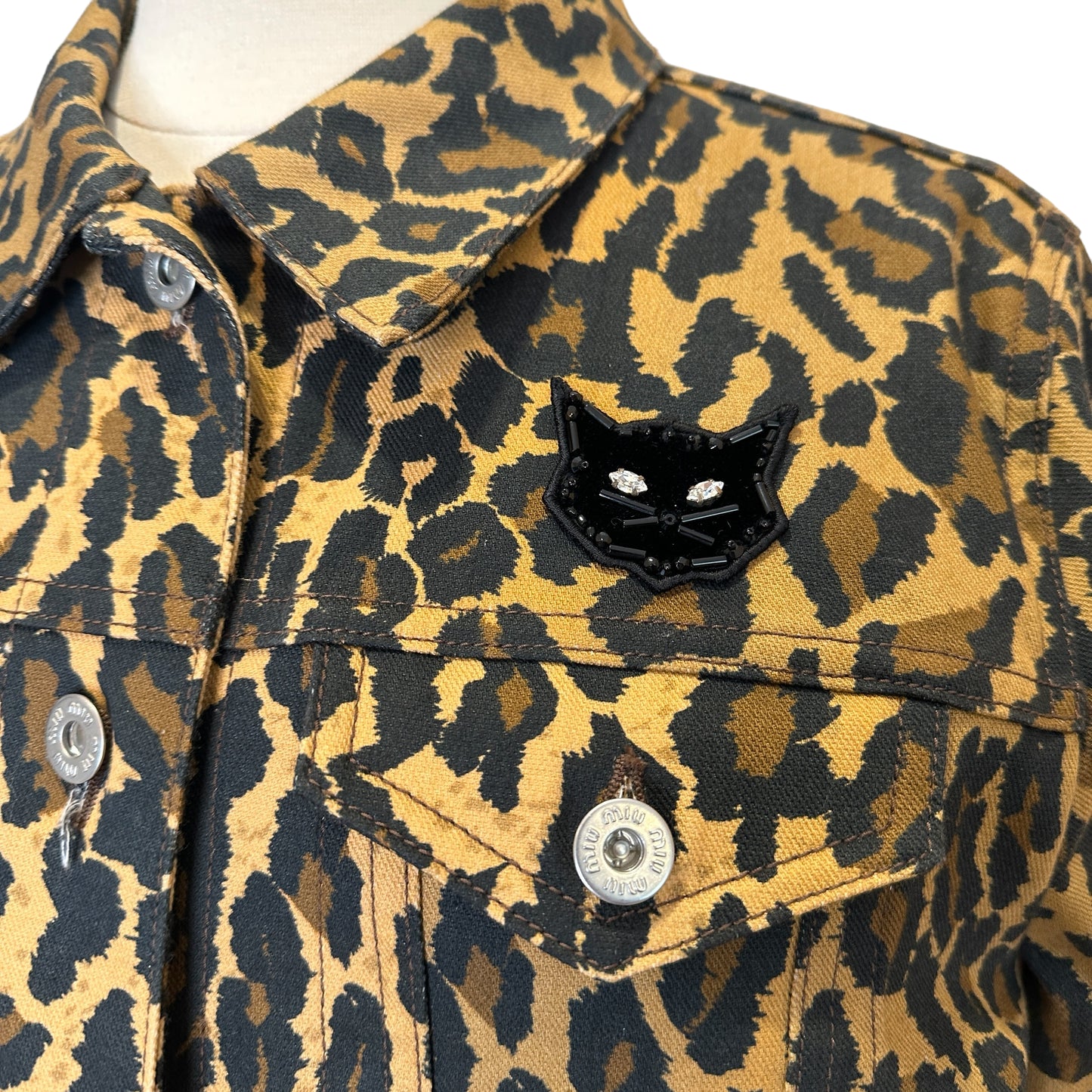 Leopard Denim Jacket - M