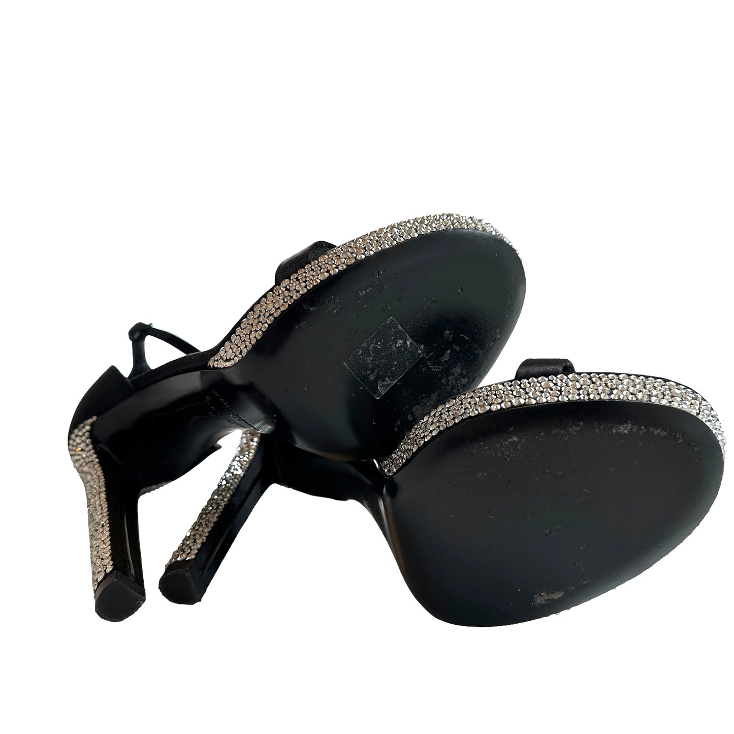 Black Satin & Crystals Heels - 8