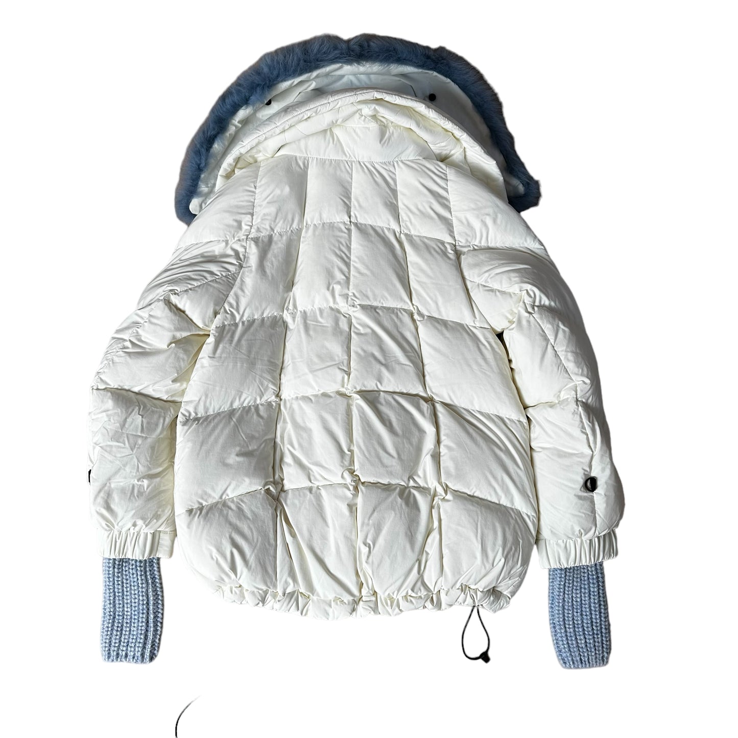 White Puffer Coat w/Fur - M