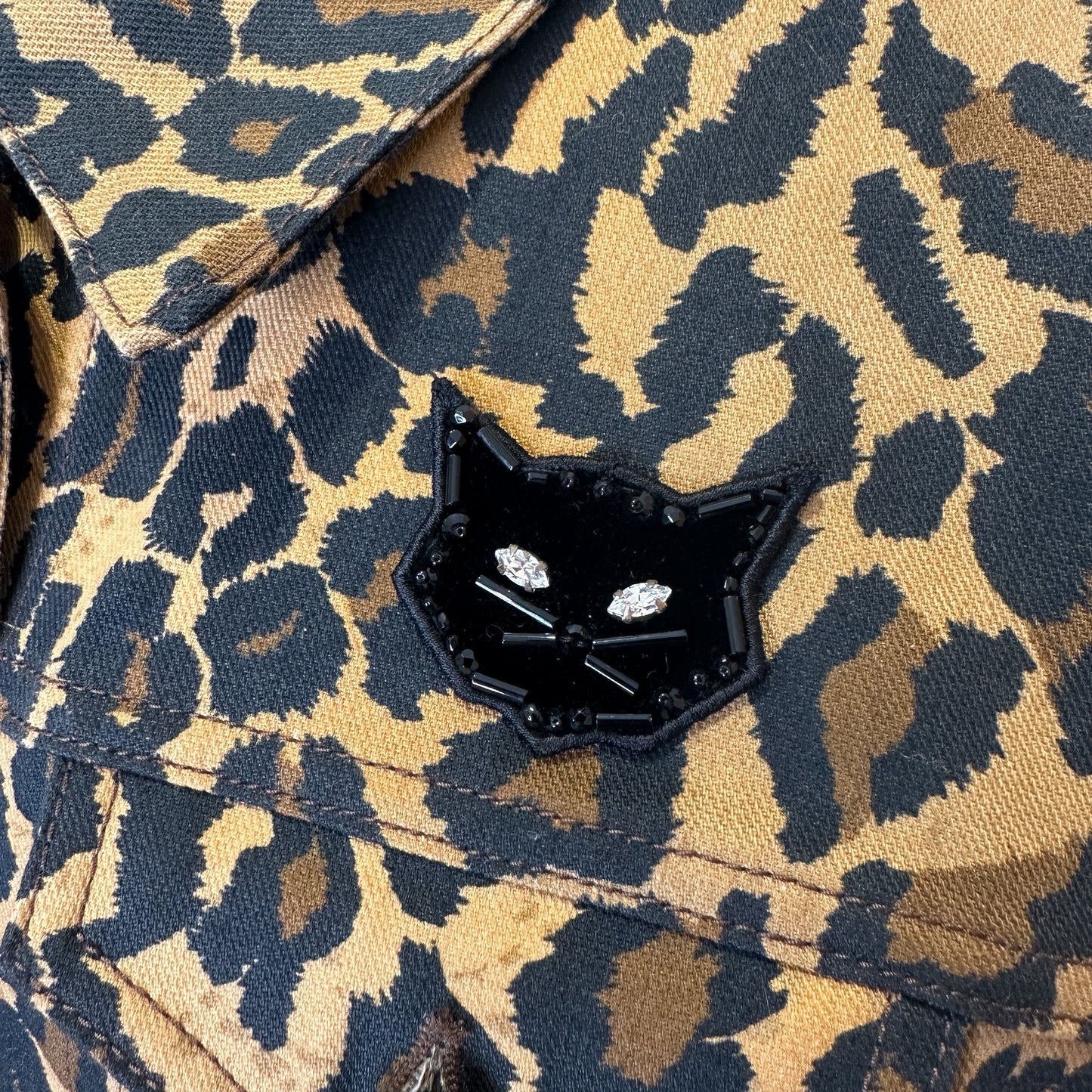 Leopard Denim Jacket - M