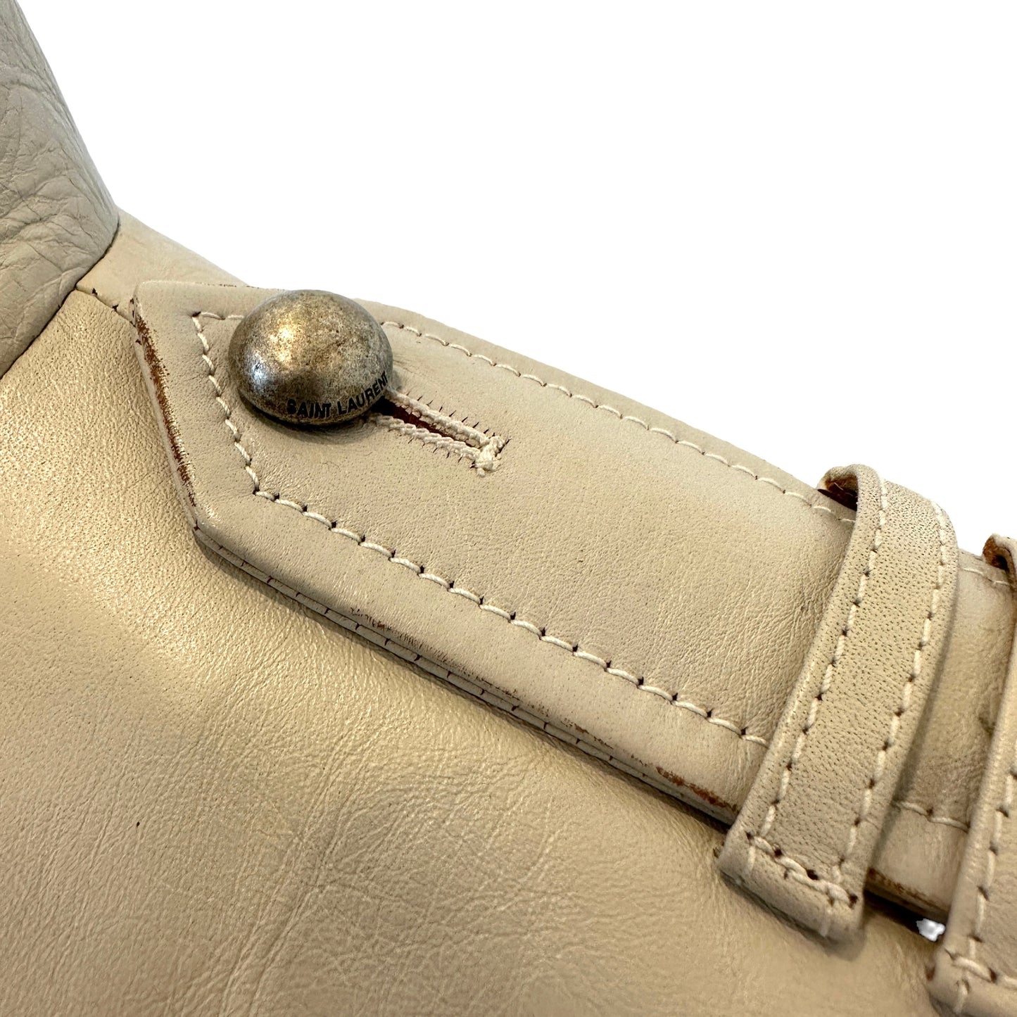 Cream Leather Jacket - M