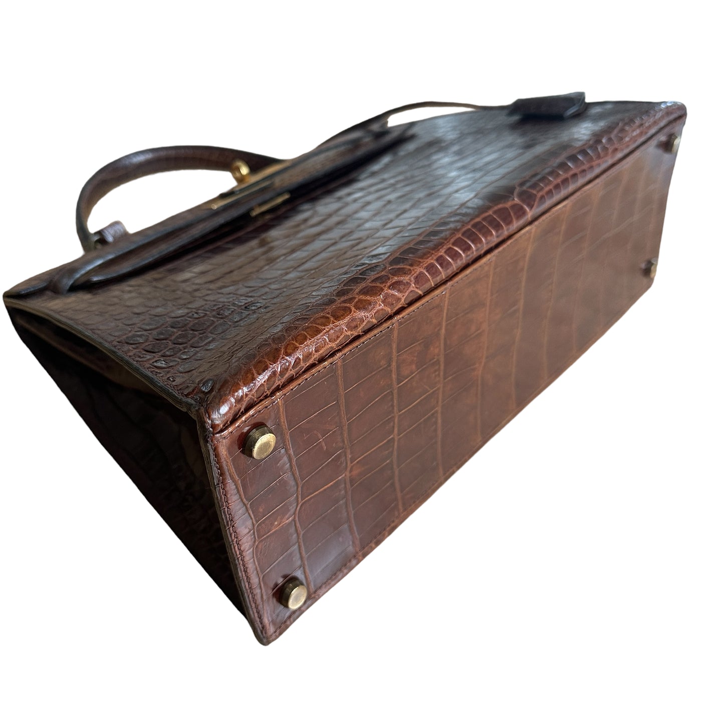 Brown Crocodile Kelly 32 Handbag