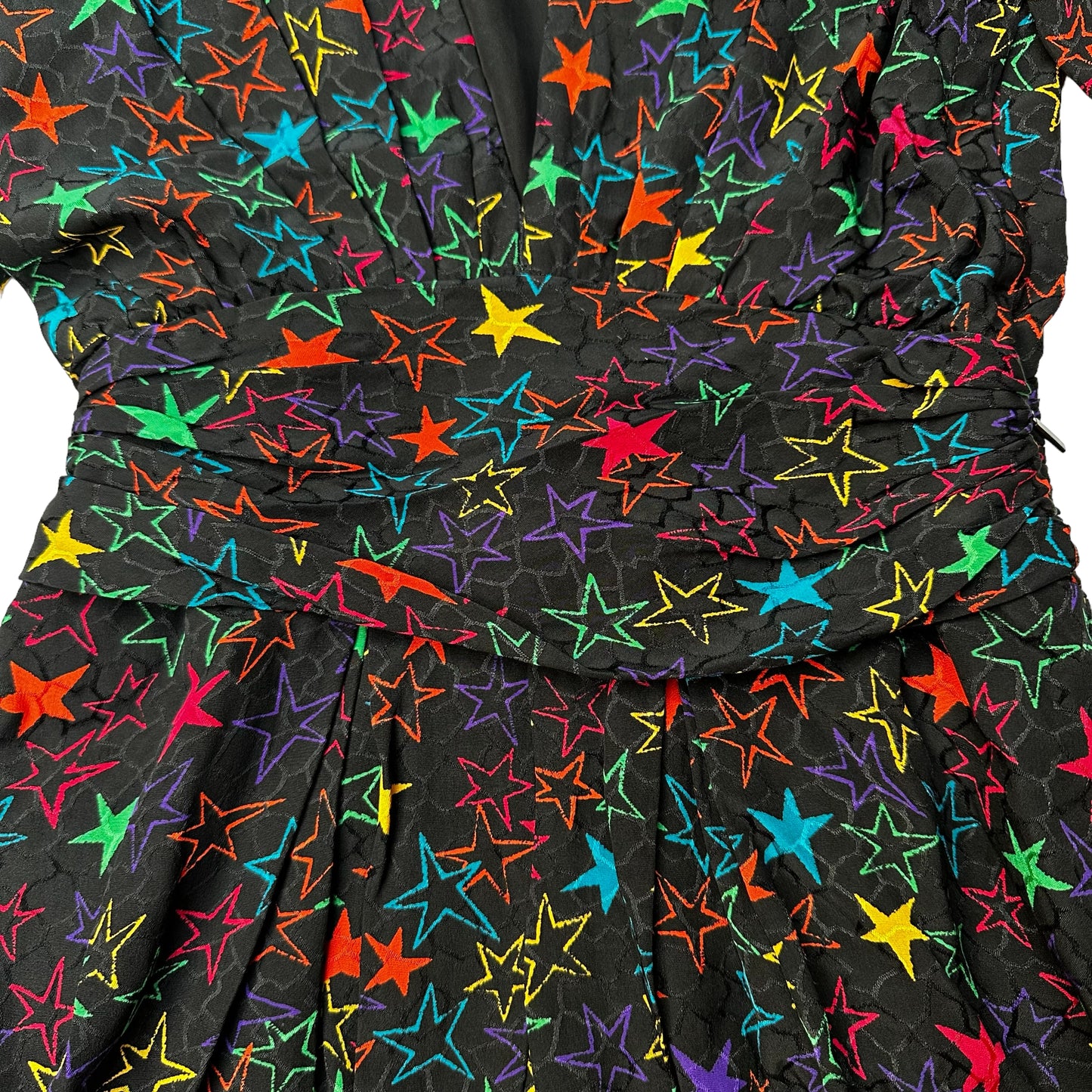 Printed Black Mini Dress - S