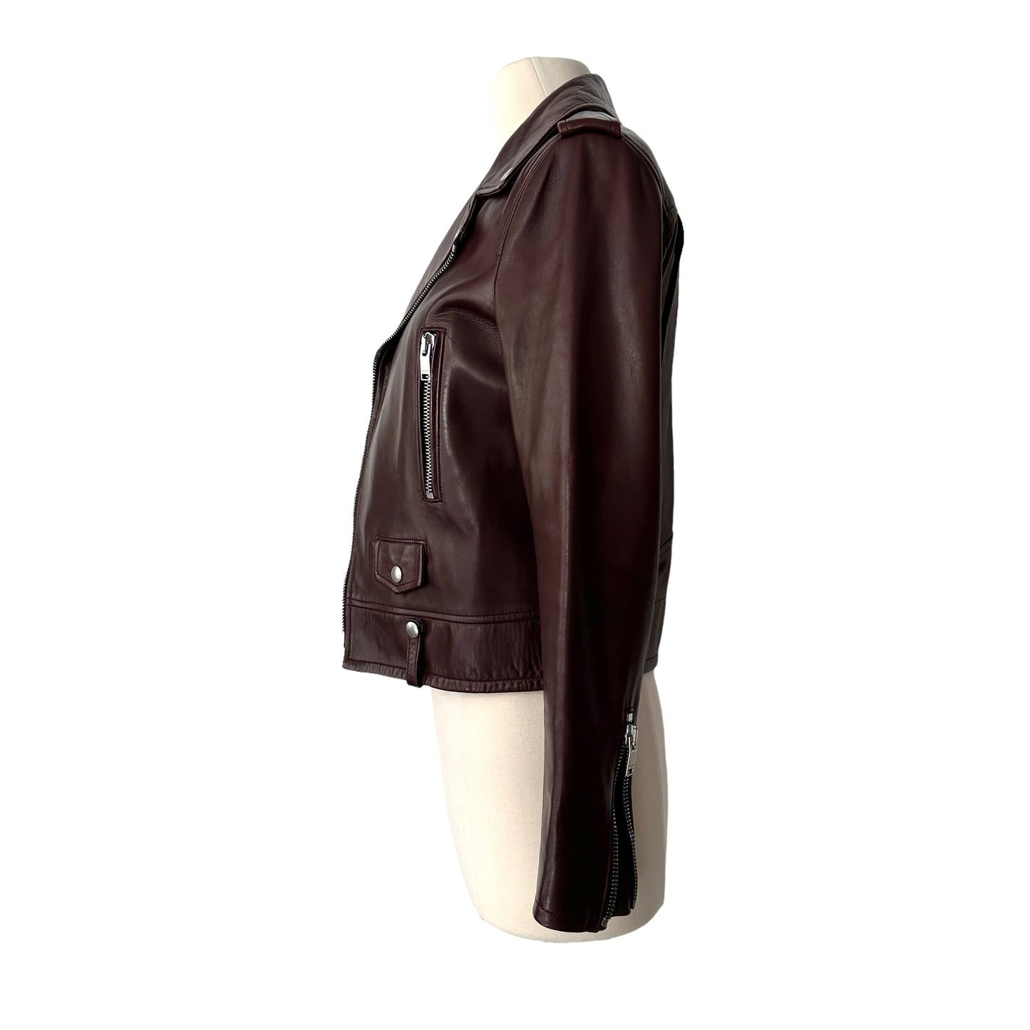 Burgundy Leather Jacket - S