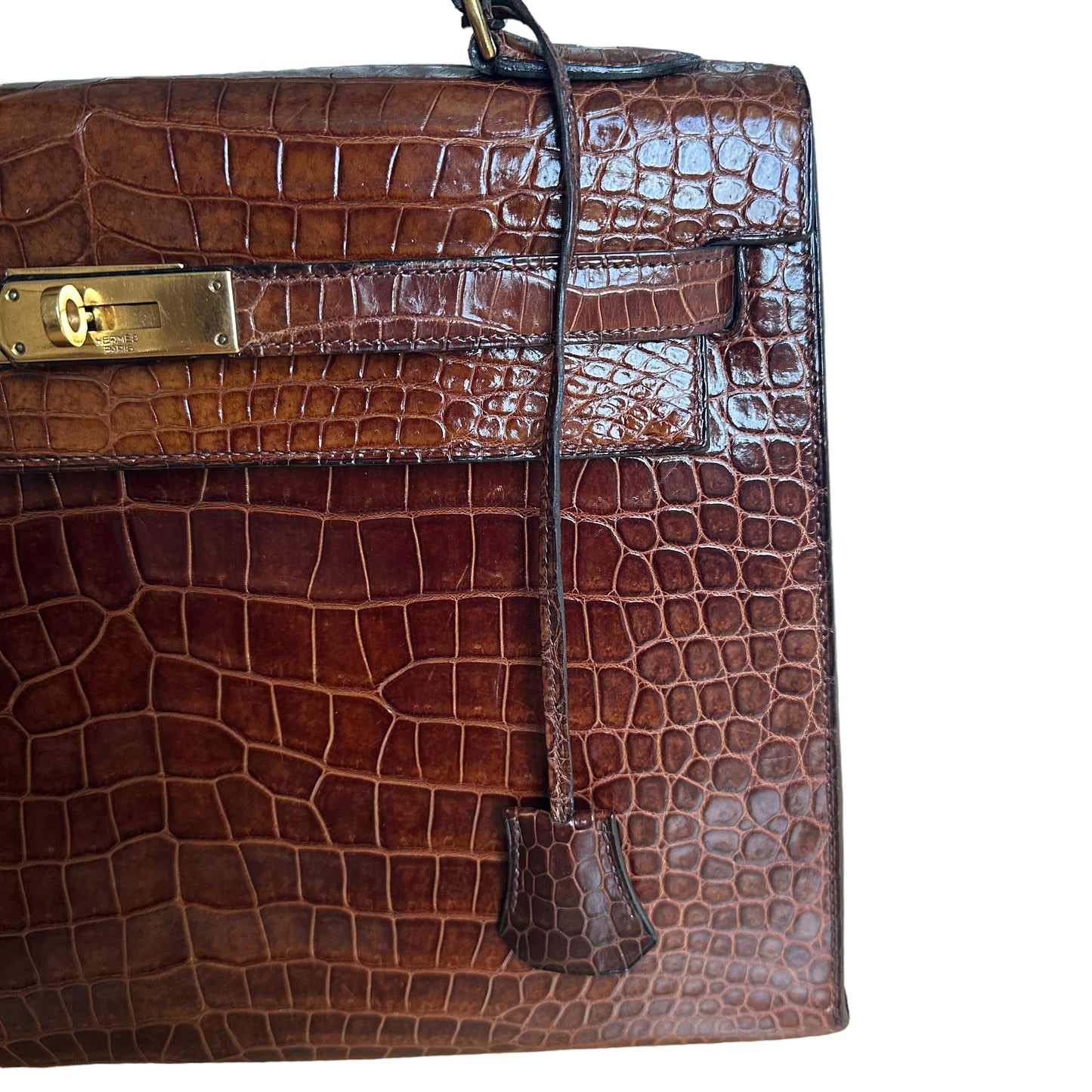Brown Crocodile Kelly 32 Handbag