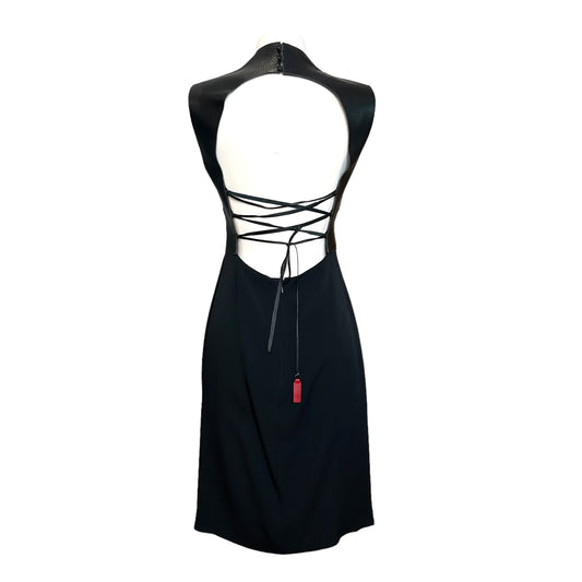 Black Leather Lace Up Dress - M