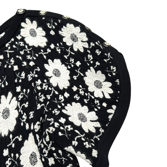 Black & White Floral Dress w/Logo - L