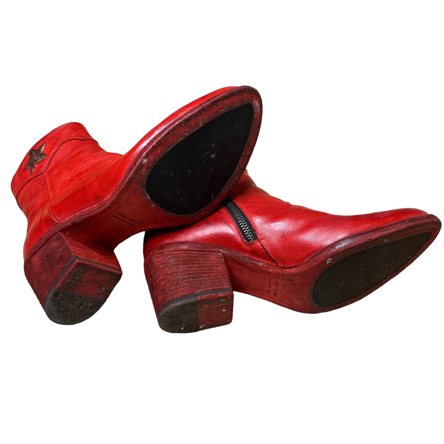 Red Leather Boots - 7