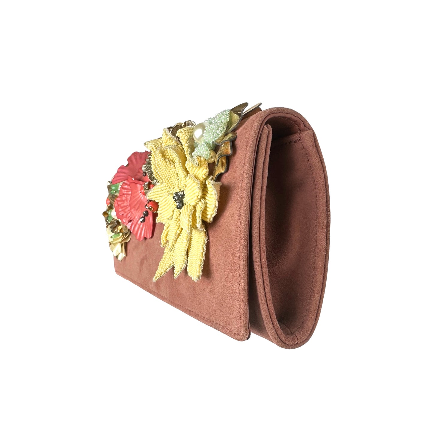 Vintage Pink Suede Clutch