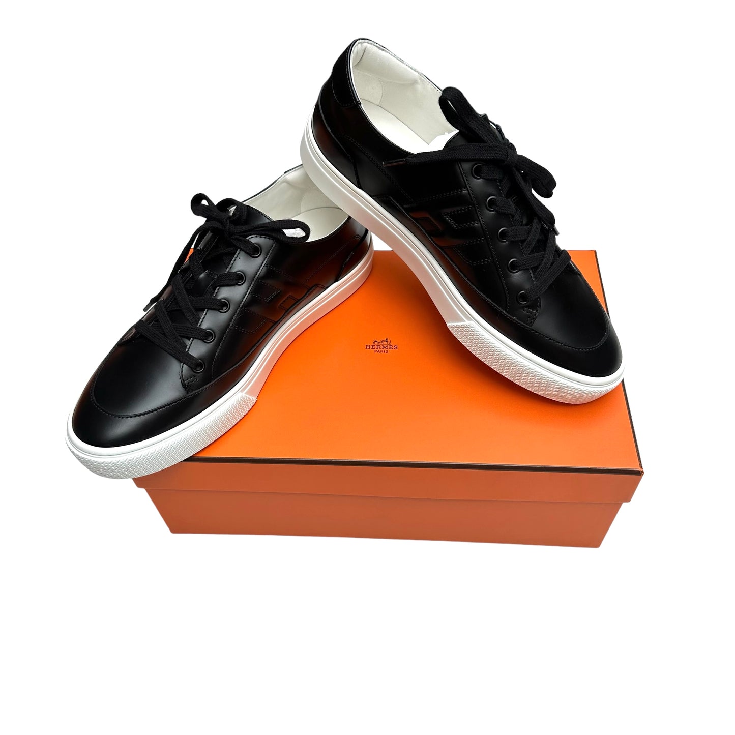 Men's Black Leather Sneakers - 42