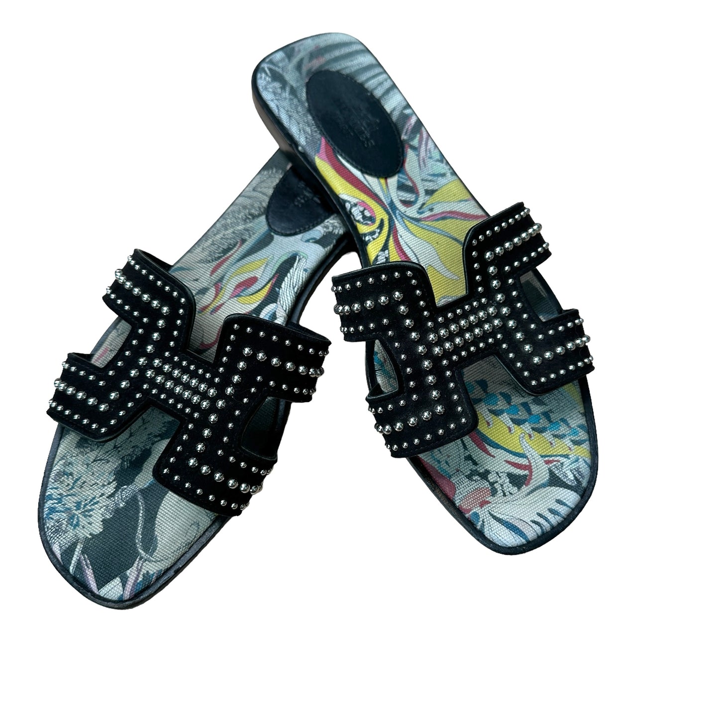 Black Studded Oran Sandals - 8