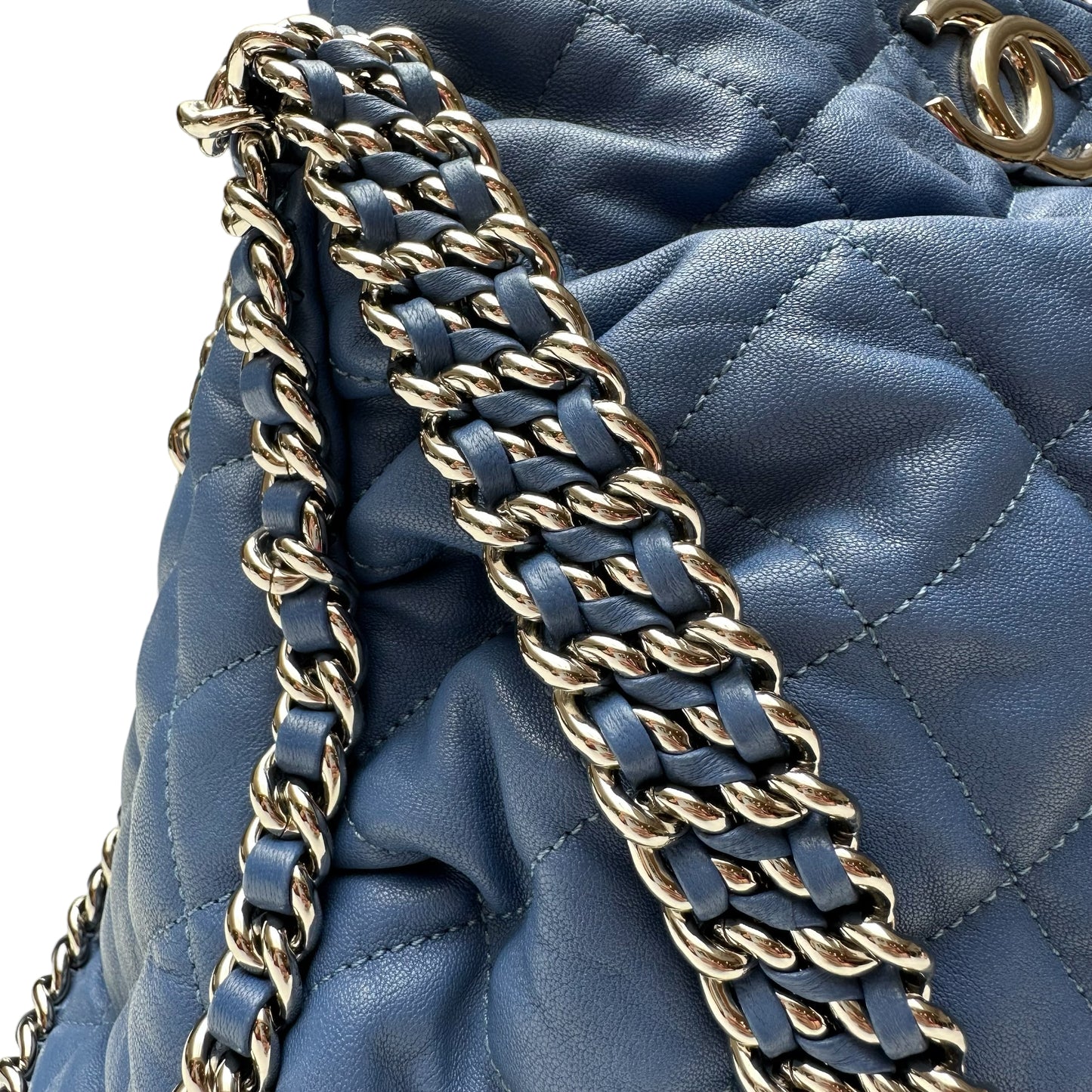 Blue Leather Hobo Bag